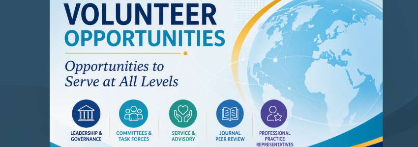 Banner with a globe and describes get involved and volunteer